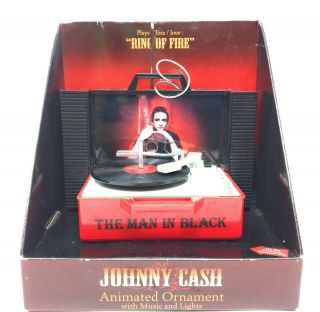 Rare Johnny Cash Musical Record Player Christmas Ornament - Ring Of Fire -