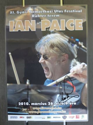 Signed Ian Paice (deep Purple) Mini Poster (size A4) Tour 2010