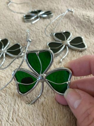 6 Vintage Leaded Stained Glass Shamrock Sun Catcher/ornaments