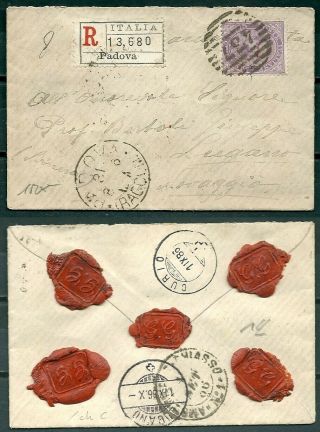Italy 1886 Registered Cover Padova To Lugano Switzerland Via Curio - Cag 071219