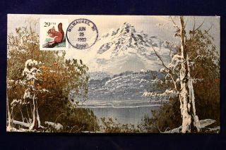 Us Cover Lois Hamilton Mountain Scene Hand Painted Red Squirrel Fdc