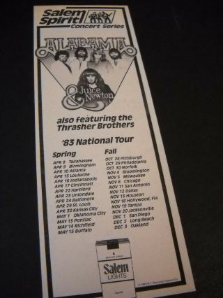 Alabama & Juice Newton 1983 Rsm Advert National Tour Dates Cond.