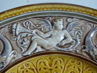 1895 Wall Charger Angels riding dauphins 15“ ART NOUVEAU Villeroy Boch Mettlach? 2