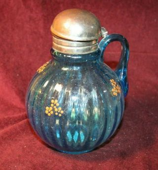 Collectible Eapg Blue Syrup - Tubby Thumbprint - Beaumont Glass Ca.  1900