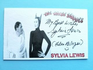 " Bedlam In Paradise " Sylvia Lewis " The Three Stooges " Autographed 3x5 Index Card