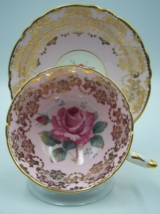 Vintage Paragon Cup Saucer Pink Color With Large Cabbage Rose