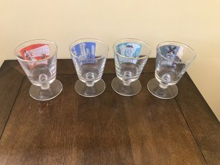 4 Vintage 1959 Libbey International World Cities Glass Footed Cocktail Barware 2