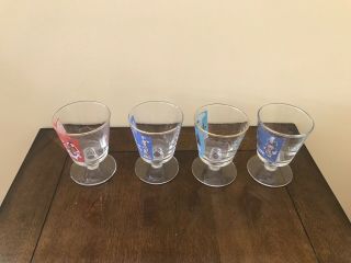 4 Vintage 1959 Libbey International World Cities Glass Footed Cocktail Barware 3