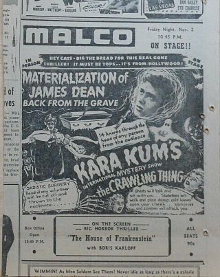 1956 Newspaper Ad For Live Show - Kara Kum 