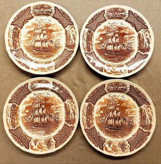 Alfred Meakin Set Of 4 Dinner Plates Fair Winds Staffordshire England