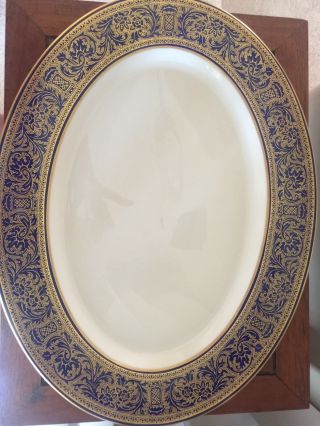 Franciscan Renaissance Royal Blue 12” X 15 1/2” Serving Platter With Gold Trim