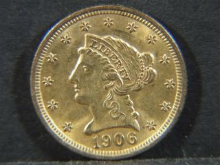 1906 Us Gold Liberty $2 - 1/2 Dollar Coin – – Worthy Of Grading