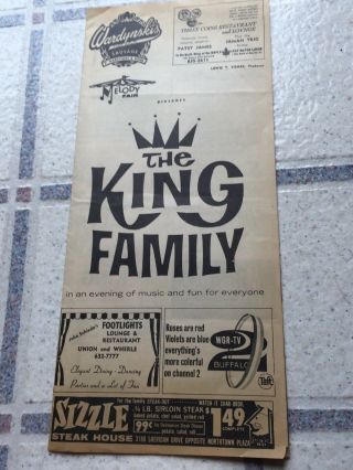 Vintage 1960s King Family At Melody Fair North Tonawanda Ny Program