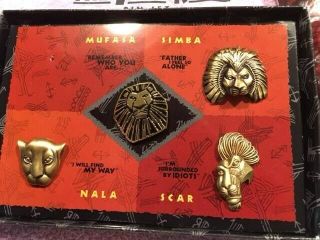 Lion King Pins Including Box,  Dallas Program & Bag.  One Pin Missing