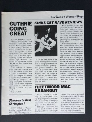 Kinks Fleetwood Mac 1970 Clipping / Article