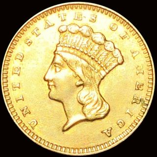 1857 Rare Gold Dollar Nearly Uncirculated Philly Indian Princess Lustrous Gold
