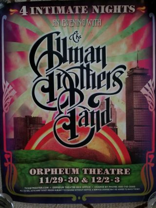 Rare.  2011 Allman Brothers Orpheum Theater Concert Poster.