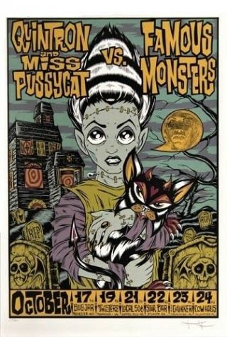 Quintron Miss Pussycat Vs Famous Monsters Concert Tour Poster Alan Forbes Signed