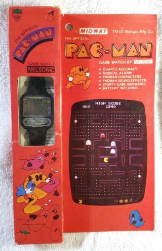 Vintage 1982 Nelsonic Pac - Man Game And Watch Midway Pacman