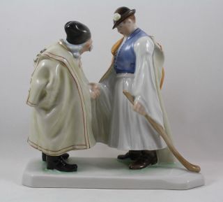Herend Hungary The Farewell (?) Porcelain Figure Father And Son