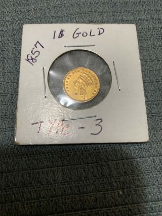 1857 $1 Gold Pcgs Au58 " Ogh - Rattler " Indian Princess Large Head Dollar $1