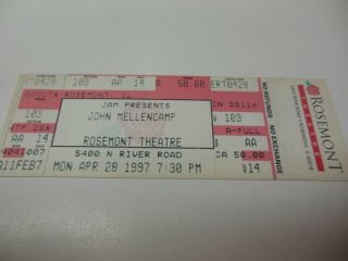 1997 John Mellencamp Full Concert Ticket Rosemont Theatre Chicago Illinois