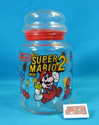 Vintage 1989 Mario Bros 2 Glass Jar Nintendo Nes