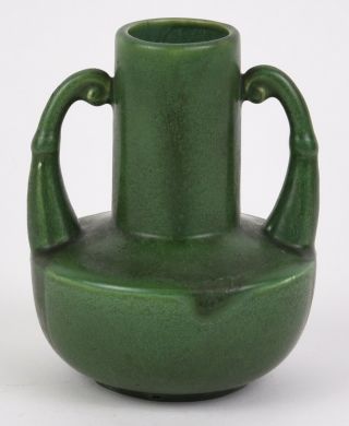 Hampshire Pottery Matt Green Double Handled 4.  5 " Tall Vase