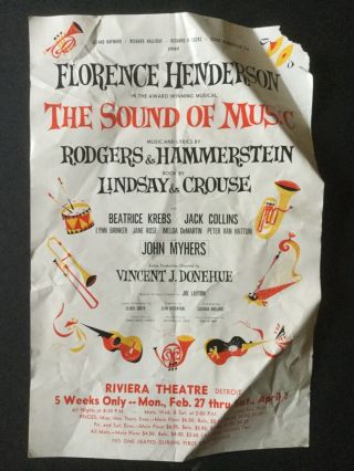 Riviera Theater Detroit Advertisement Sound Of Music Florence Henderson 1961