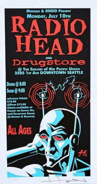 Radiohead Concert Handbill Justin Hampton S/n Seattle 2005