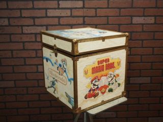Vintage Nintendo Mario Bros. ,  Zelda Wood Storage Cube,  Box,  Game Toy Chest