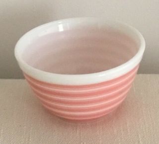 Vintage Pyrex Mixing Bowl Pink & White Stripes 1 - 1/2 Pt.  401 Made Usa