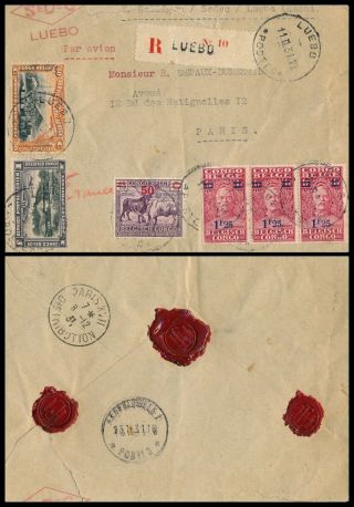 Belgian Congo - Luebo 1931,  Scarce Registered Cover To Paris.  E710
