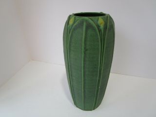 Jemerick Pottery Vase Matte Green Yellow Bud Arts Crafts Mission