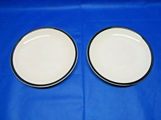 2 Vintage Kitchen Basics Tienshan Dinner Plates Black Rim 10 "