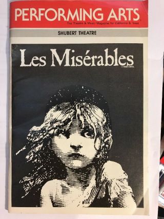 Les Miserables Shubert Theatre Program,  July 1988