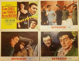 Betrayed (1954) Clark Gable Lana Turner Great 8 Card Lobby Set