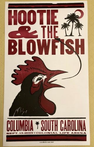 Hootie & The Blowfish 9/13/19 Hatch Show Print Concert Poster Columbia,  Sc