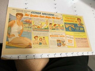 Newspaper Ad 1950s Quaker Cereal Box Movie Esther Williams Premium Fab Laundry