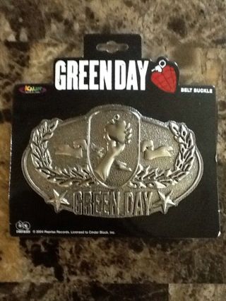 Official Green Day Olive Branch / Lightning Bolt Heart Metal Belt Buckle