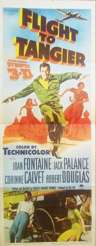 Flight To Tangier (1953) Joan Fontaine Jack Palance Rare 3d Orig 14x36