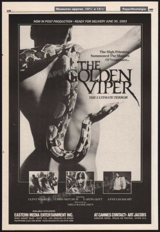 The Golden Viper_orig.  1983 Trade Ad Promo / Poster_eartha Kitt_clint Walker
