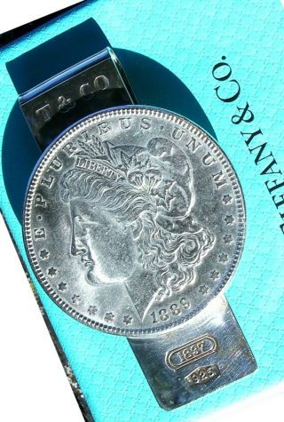 Tiffany & Co 1837 Sterling Silver Morgan Dollar Money Clip & Box / Pouch