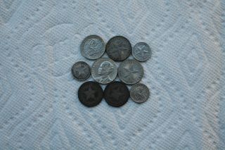 Central America Silver Coins,  9 Total,  1915 - 53,  Some Rare And Items