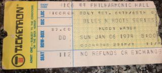 1974 Muddy Waters Hound Dog Taylor Nyc Blues Philharmonic Ha Concert Ticket Stub
