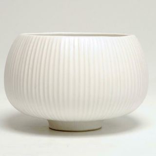 Jonathan Adler White Ribbed Ceramic Vase/bowl,  Signed