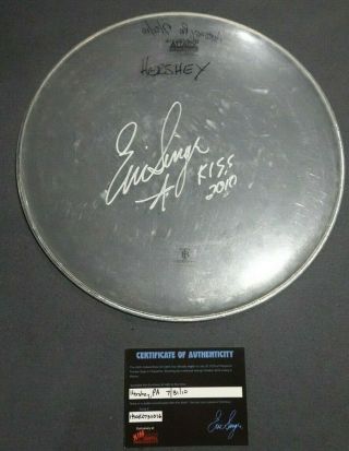Kiss Eric Singer Signed Hershey Pa Drumhead 16 Inch Autograph Sonic Boom Tour