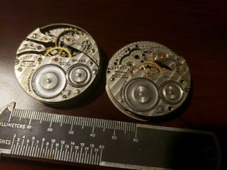 2 Vintage 21 Jewel Rr Grade Hampden Size 16 Pocket Watch Movements No.  105 Parts