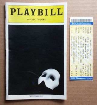 Majestic Theatre Playbill & Full Ticket Phantom Of The Opera 2008 John Cudia