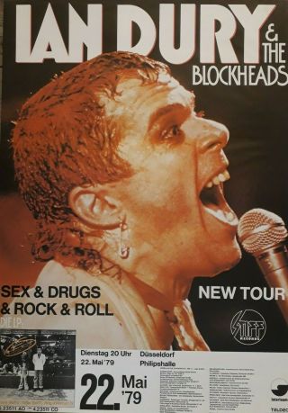 Ian Dury Concert Promotional Poster - Live In Dusseldorf Germany 1979